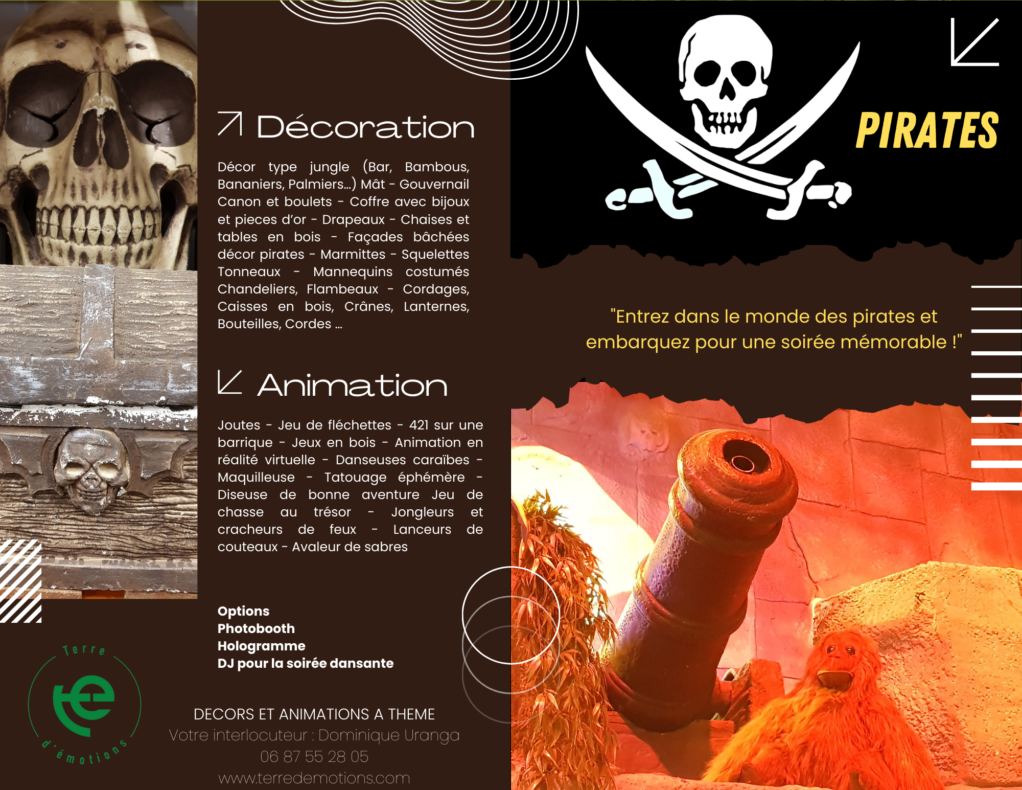 décors, scénographie et animations thème pirates
