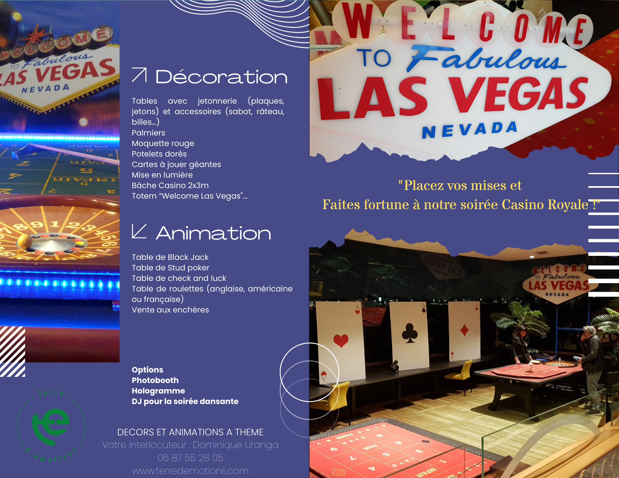 décors, scénographie et animations thème casino